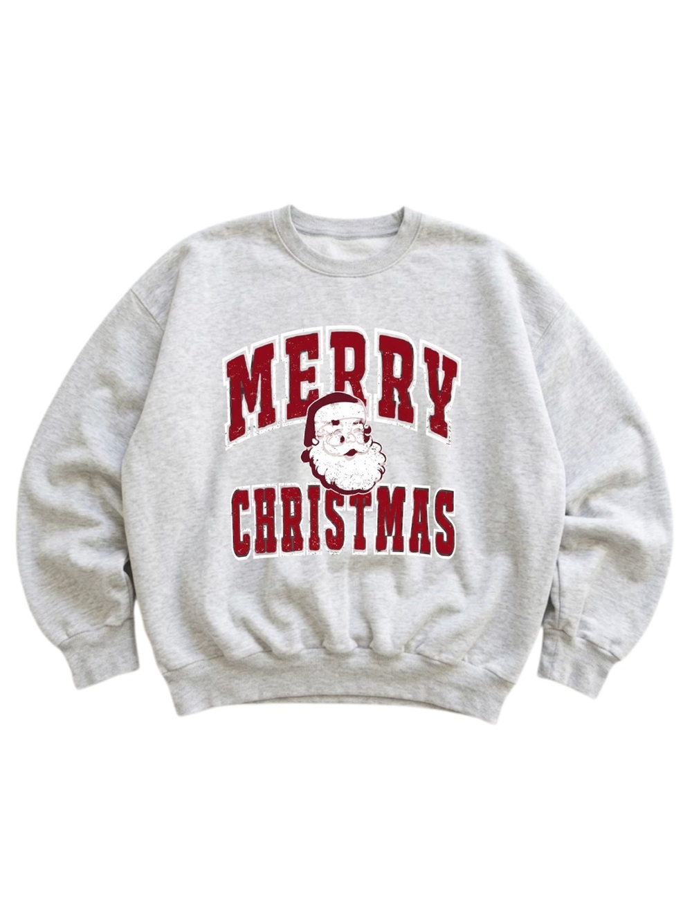 Merry Christmas Grey Graphic Sweatshirt - Holiday Crewneck